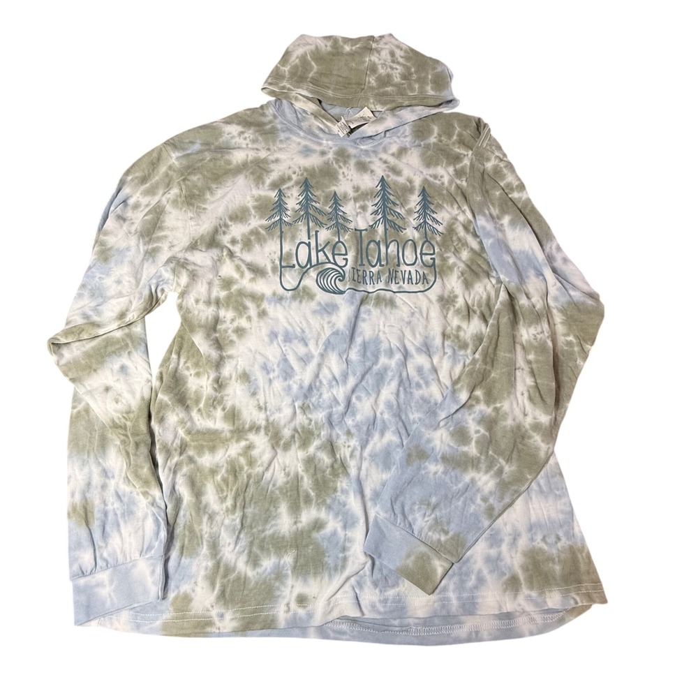 Paradies Lagardere Lake Tahoe Sierra Nevada Tie Dye Hoodie XL Green Blue